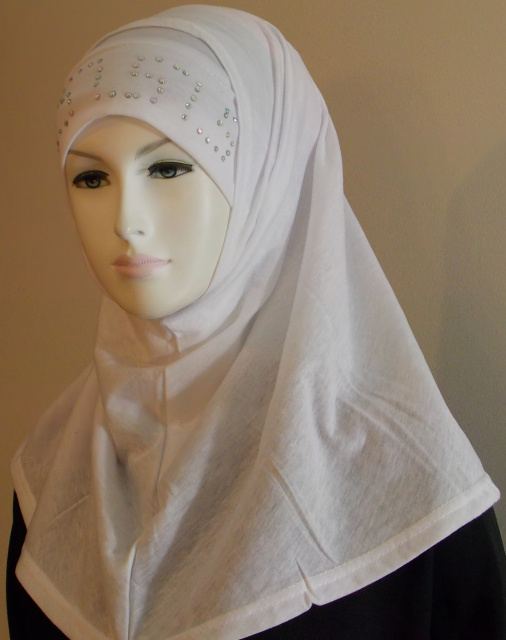 White Beaded Hijab 5